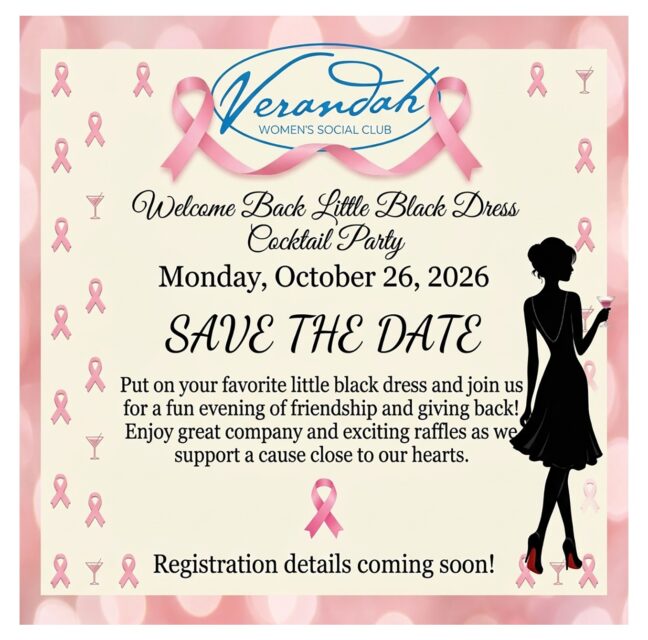 Welcome Back Little Black Dress Cocktail Party save-the-date flyer